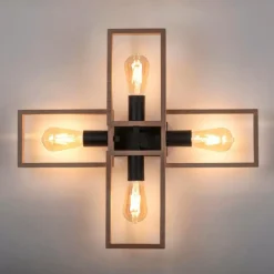 Lampes Vintages & Rétros-Luminaires Leuchten Direkt Plafonnier Leuchten-Direkt FRANKY Noir, 4 lumières