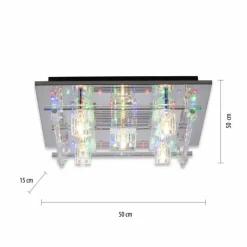Luminaires Leuchten Direkt Plafonnier Leuchten-Direkt KEMAL2.0 LED Acier brossé, 68 lumières, Télécommandes, Changeur de couleurs