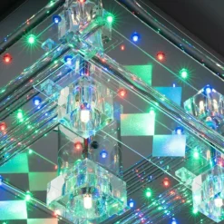 Luminaires Leuchten Direkt Plafonnier Leuchten-Direkt KEMAL2.0 LED Acier brossé, 68 lumières, Télécommandes, Changeur de couleurs