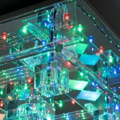 Luminaires Leuchten Direkt Plafonnier Leuchten-Direkt KEMAL2.0 LED Acier brossé, 68 lumières, Télécommandes, Changeur de couleurs