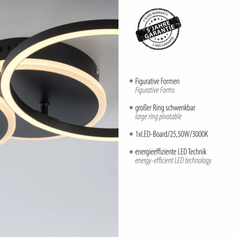 Luminaires Leuchten Direkt Plafonnier Leuchten-Direkt SEVENT LED Noir, 1 lumière* Éclairage Led