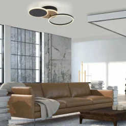 Lampes En Bois-Luminaires Leuchten Direkt Plafonnier Leuchten-Direkt SEVENT LED Couleur bois, Noir, 1 lumière