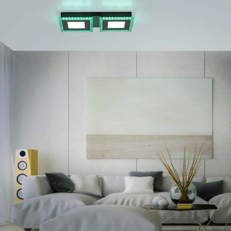 Luminaires Leuchten Direkt Plafonnier Leuchten-Direkt ACRI LED Noir, 2 lumières, Télécommandes* Éclairage Led