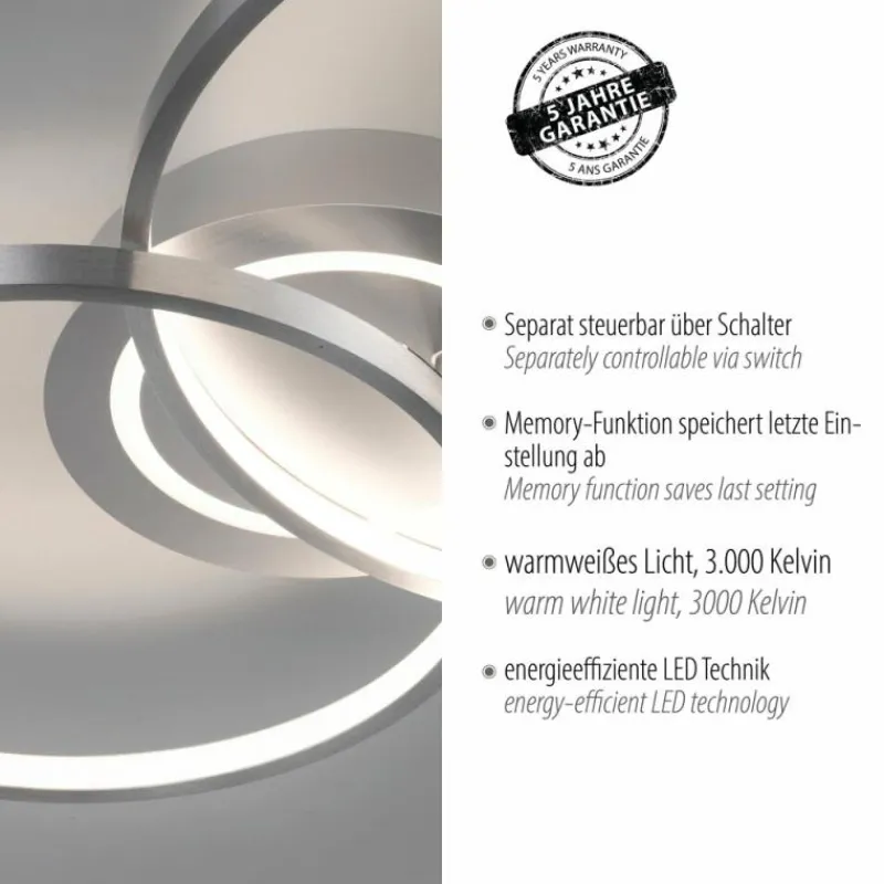 Luminaires Leuchten Direkt Plafonnier Leuchten-Direkt ASMINA LED Argenté, 2 lumières* Éclairage Led