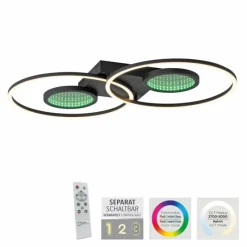 Luminaires Leuchten Direkt Plafonnier Leuchten-Direkt TUNEL LED Noir, 1 lumière, Télécommandes, Changeur de couleurs* Éclairage Led