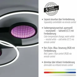 Luminaires Leuchten Direkt Plafonnier Leuchten-Direkt TUNEL LED Noir, 1 lumière, Télécommandes, Changeur de couleurs* Éclairage Led