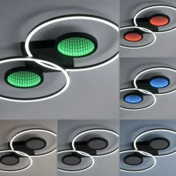 Luminaires Leuchten Direkt Plafonnier Leuchten-Direkt TUNEL LED Noir, 1 lumière, Télécommandes, Changeur de couleurs* Éclairage Led