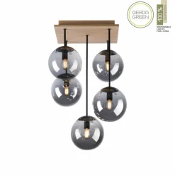 Suspension Verre Fumé-Luminaires Leuchten Direkt Plafonnier Leuchten-Direkt GREEN WIDOW Écru, Noir, 5 lumières