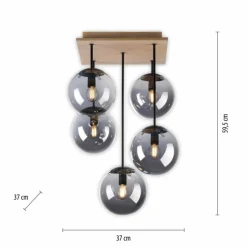 Suspension Verre Fumé-Luminaires Leuchten Direkt Plafonnier Leuchten-Direkt GREEN WIDOW Écru, Noir, 5 lumières