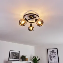 hofstein Plafonnier Lexington Chrome, Noir, 3 lumières