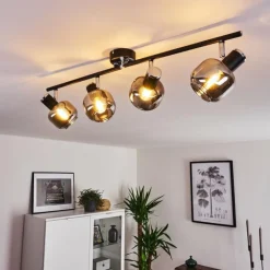 hofstein Plafonnier Lexington Chrome, Noir, 4 lumières