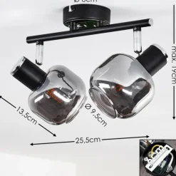 hofstein Plafonnier Lexington Chrome, Noir, 2 lumières