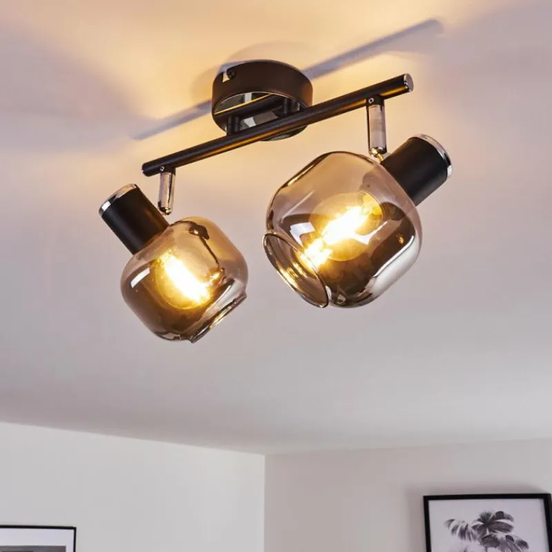 hofstein Plafonnier Lexington Chrome, Noir, 2 lumières