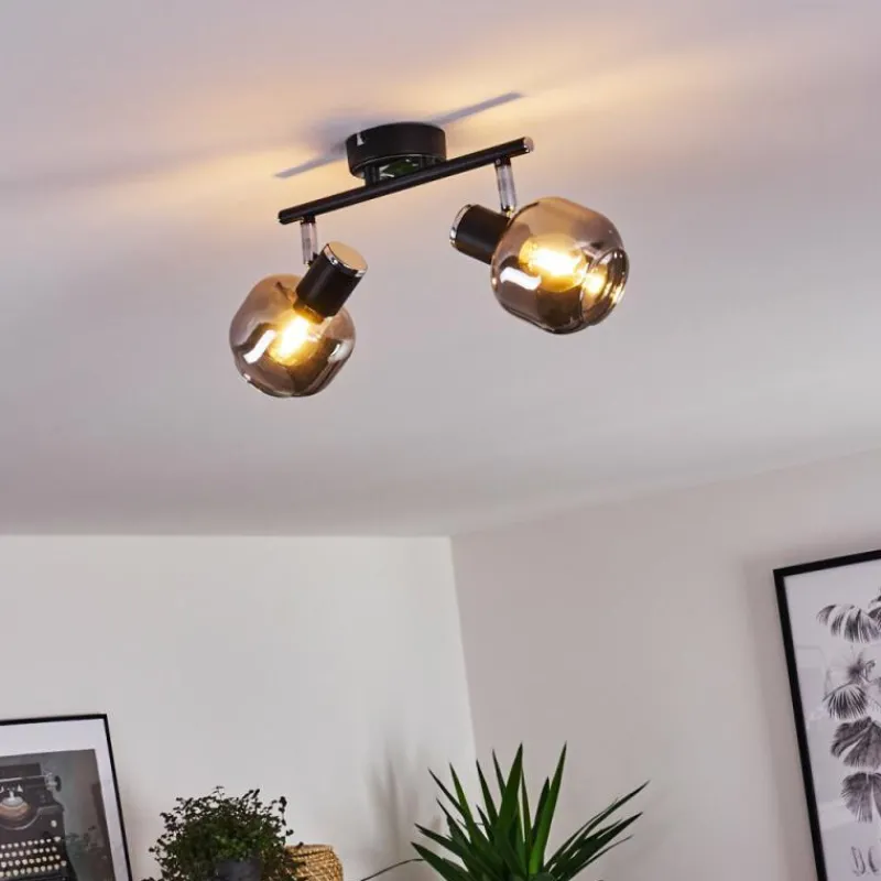 hofstein Plafonnier Lexington Chrome, Noir, 2 lumières