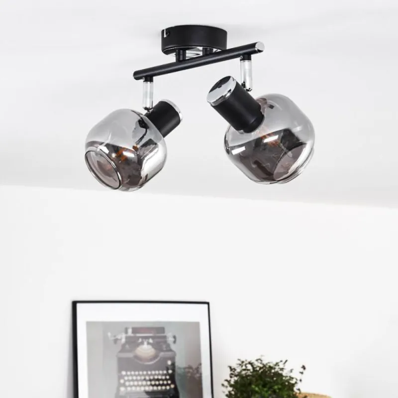 hofstein Plafonnier Lexington Chrome, Noir, 2 lumières