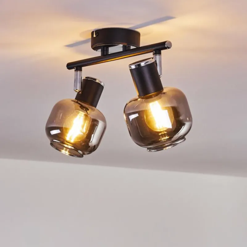 hofstein Plafonnier Lexington Chrome, Noir, 2 lumières