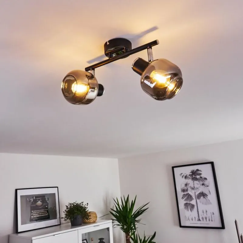 hofstein Plafonnier Lexington Chrome, Noir, 2 lumières