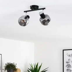 hofstein Plafonnier Lexington Chrome, Noir, 2 lumières