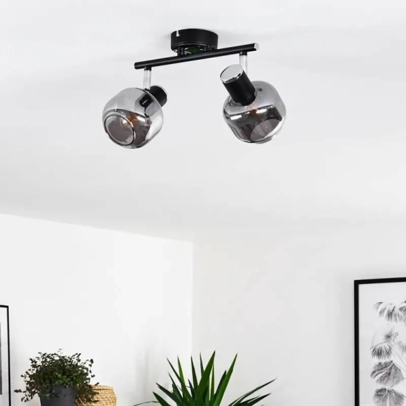 hofstein Plafonnier Lexington Chrome, Noir, 2 lumières