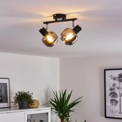 hofstein Plafonnier Lexington Chrome, Noir, 2 lumières