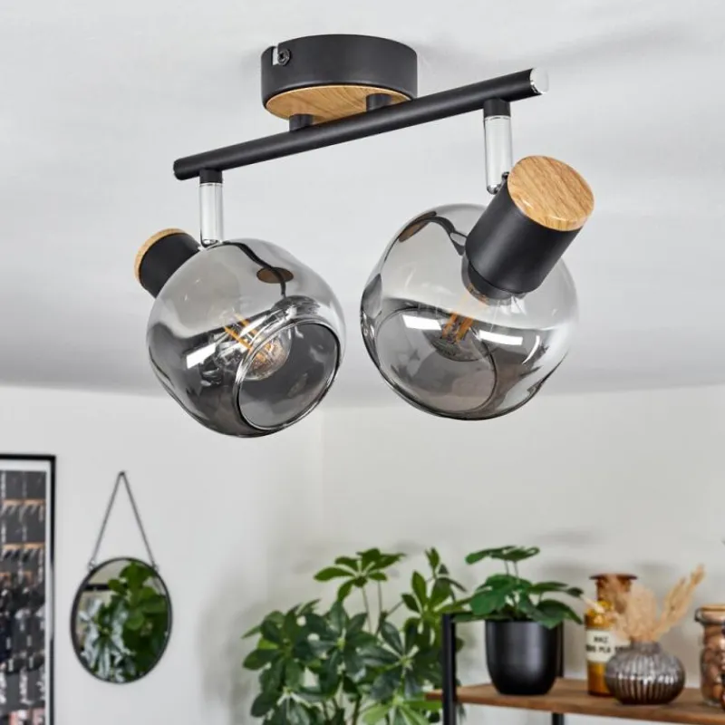 Suspension Verre Fumé-hofstein Plafonnier Lexington Noir, 2 lumières