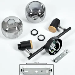 Suspension Verre Fumé-hofstein Plafonnier Lexington Noir, 2 lumières