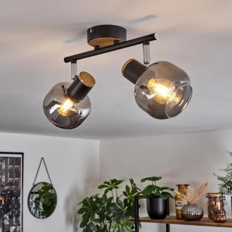 Suspension Verre Fumé-hofstein Plafonnier Lexington Noir, 2 lumières