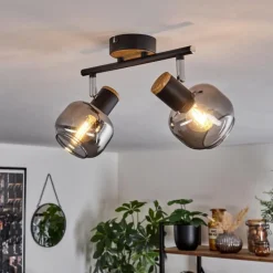 Suspension Verre Fumé-hofstein Plafonnier Lexington Noir, 2 lumières