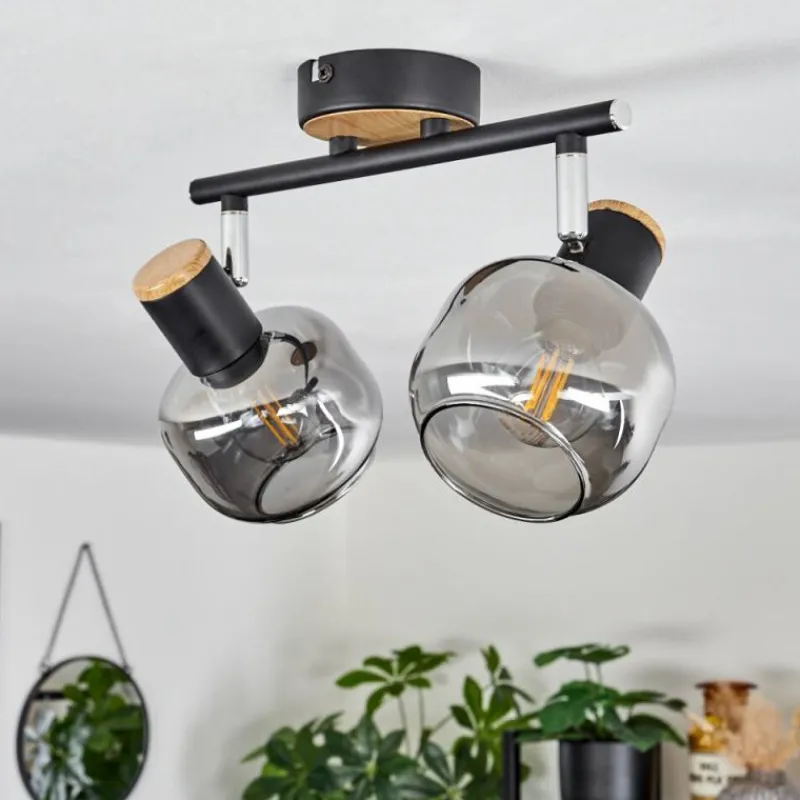 Suspension Verre Fumé-hofstein Plafonnier Lexington Noir, 2 lumières