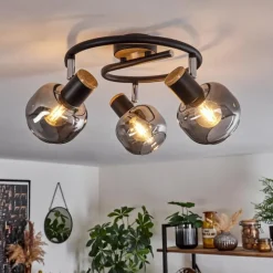 Suspension Verre Fumé-hofstein Plafonnier Lexington Noir, 3 lumières