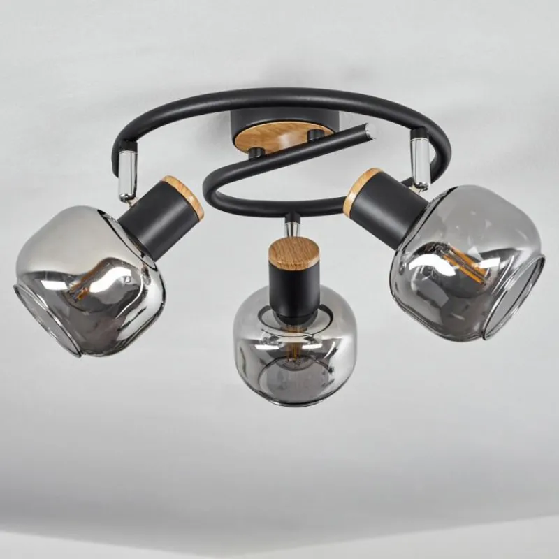 Suspension Verre Fumé-hofstein Plafonnier Lexington Noir, 3 lumières