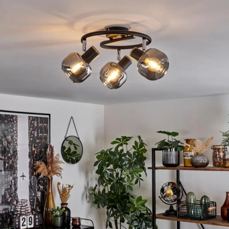 Suspension Verre Fumé-hofstein Plafonnier Lexington Noir, 3 lumières