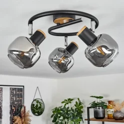 Suspension Verre Fumé-hofstein Plafonnier Lexington Noir, 3 lumières