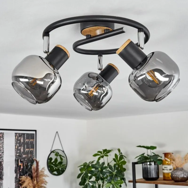 Suspension Verre Fumé-hofstein Plafonnier Lexington Noir, 3 lumières