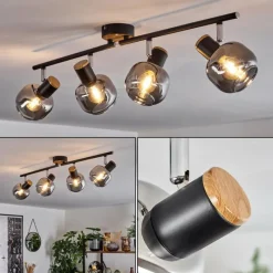 Suspension Verre Fumé-hofstein Plafonnier Lexington Noir, 4 lumières