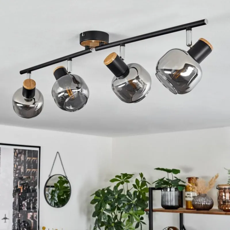 Suspension Verre Fumé-hofstein Plafonnier Lexington Noir, 4 lumières