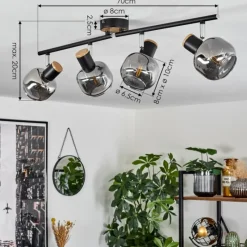 Suspension Verre Fumé-hofstein Plafonnier Lexington Noir, 4 lumières