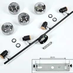 Suspension Verre Fumé-hofstein Plafonnier Lexington Noir, 4 lumières