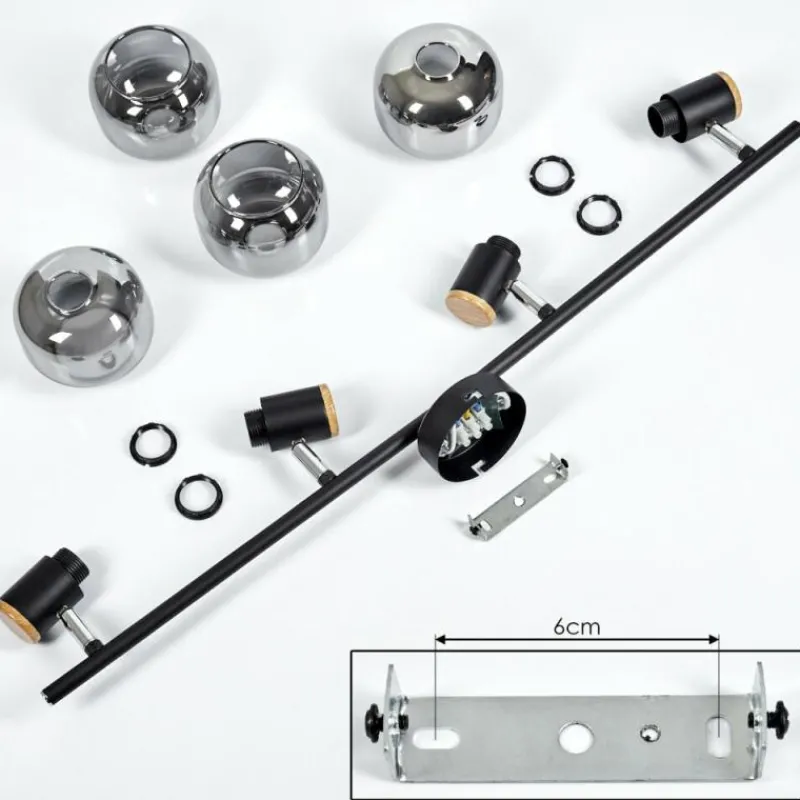 Suspension Verre Fumé-hofstein Plafonnier Lexington Noir, 4 lumières