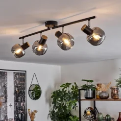 Suspension Verre Fumé-hofstein Plafonnier Lexington Noir, 4 lumières