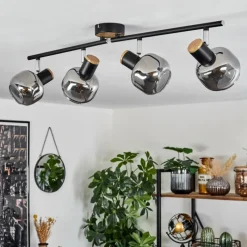 Suspension Verre Fumé-hofstein Plafonnier Lexington Noir, 4 lumières