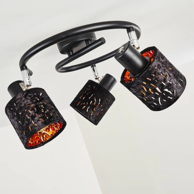 Lampes En Tissu-hofstein Plafonnier Liared Chrome, Noir, 3 lumières