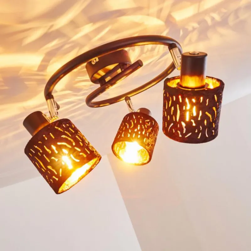 Lampes En Tissu-hofstein Plafonnier Liared Chrome, Noir, 3 lumières