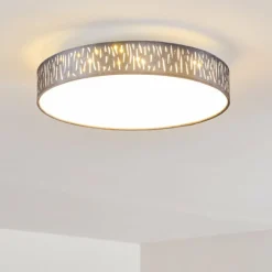 Lampes En Tissu-hofstein Plafonnier Liared LED Nickel mat, 1 lumière