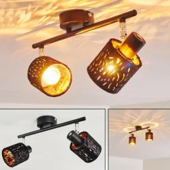Lampes En Tissu-hofstein Plafonnier Liared Noir, 2 lumières