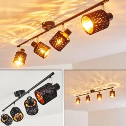 Lampes En Tissu-hofstein Plafonnier Liared Noir, 4 lumières