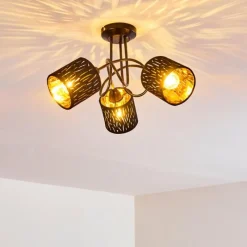 Lampes En Tissu-hofstein Plafonnier Liared Noir, 3 lumières