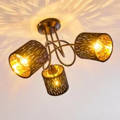 Lampes En Tissu-hofstein Plafonnier Liared Noir, 3 lumières