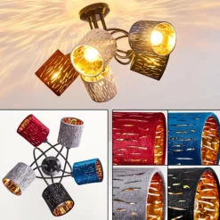 Lampes En Tissu-hofstein Plafonnier Liared Noir, 5 lumières