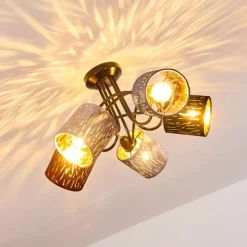 Lampes En Tissu-hofstein Plafonnier Liared Noir, 5 lumières